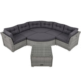 Elegant Patio Furniture Set Outdoor Daybed Rattan Sectional With Cushions And Center Table - Gray