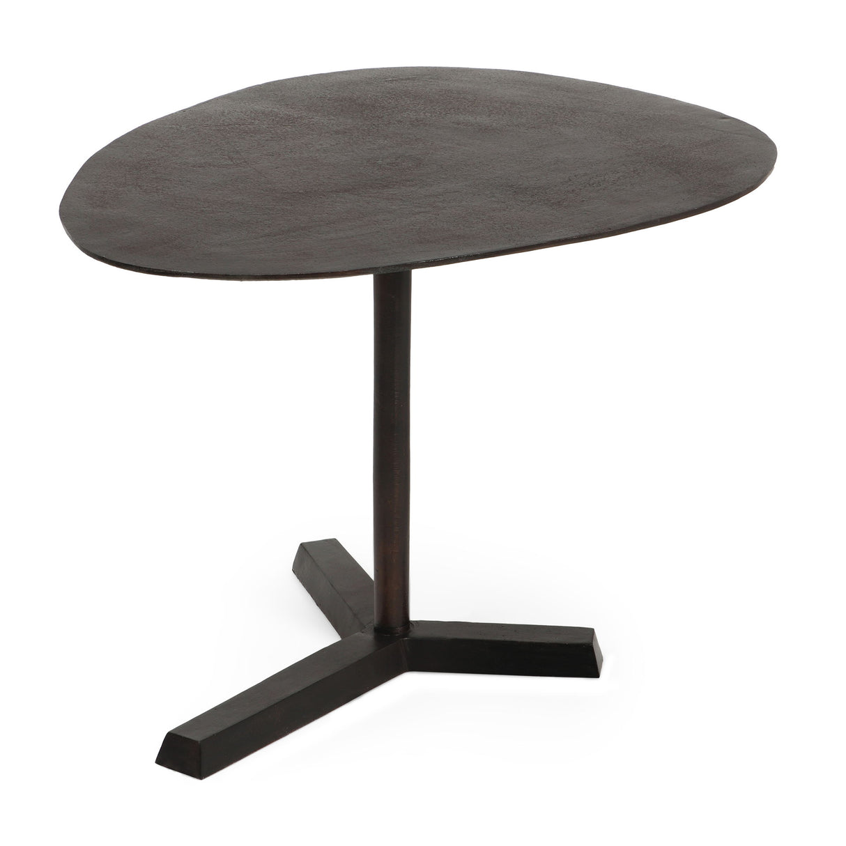 Industrial Style Elliptical Side Table With Aluminum Frame - Bronze
