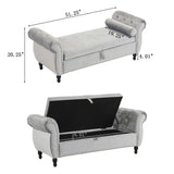 Luxurious Velvet Multifunctional Storage Ottoman Bench With Pillow