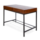 Industrial Style Storage Desk With Acacia Wood Top And Metal Legs - Oak