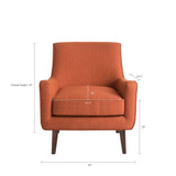 Accent Chair Upholstered With Legs - Burnt Orange