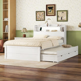 LED Platform Bed With Trundle With Storage Headboard With Drawers