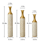 Floor Metal Vase Modern Style Decoration Home Metal Vase (Set of 3) Gorgeous Home Decoration Large Glazed Metal Vases - Gold / White