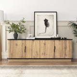 Grain 4 Door TV Cabinet, An Ideal Choice For TV And Item Storage In Modern Homes, A Perfect Blend Of Nordic And Modern Minimalist Styles - Black