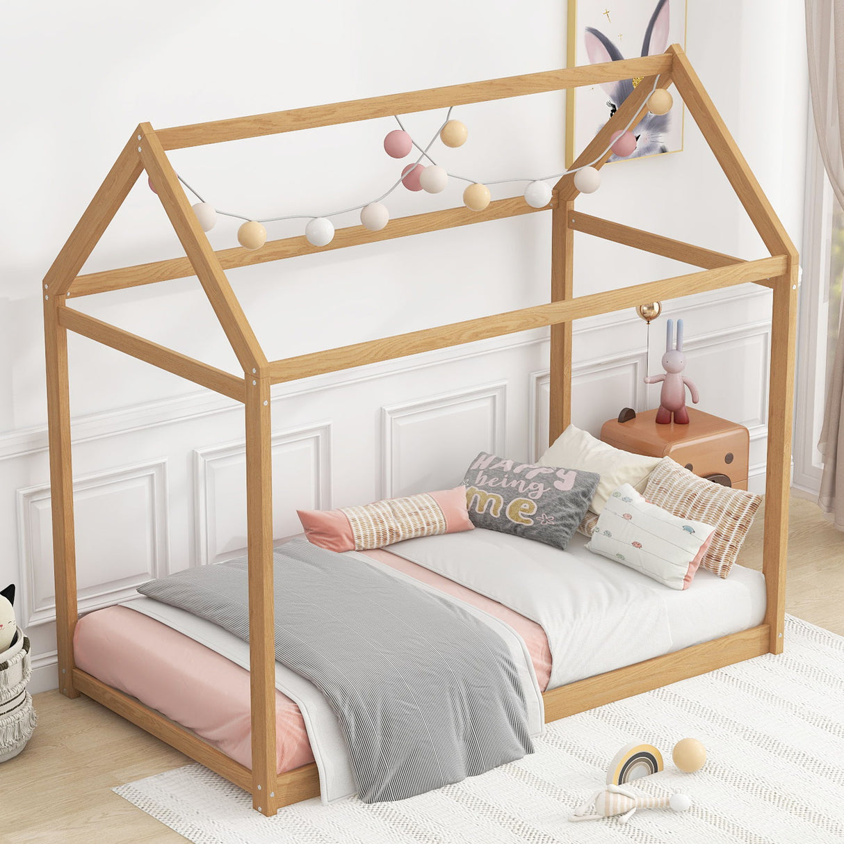 Wooden House Shaped Bed