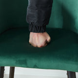 Counter Height Bar Stool, Metal Legs, Velvet Upholstered For Pub, Restaurant, Kitchen Island (Set of 2) - Black / Green