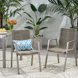 Outdoor Modern Aluminum Dining Chair Set With Rope Sea (Set of 2)