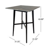 Modern Bar Height Dining Table, Rubberwood Legs And Laminate Table Top
