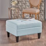 Classic Ottoman With Birch Wood Legs And Fabric Upholstery