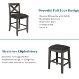 5 Pieces Counter Height Rustic Farmhouse Dining Room Wooden Bar Table Set With 2 Stools And 2 Chairs