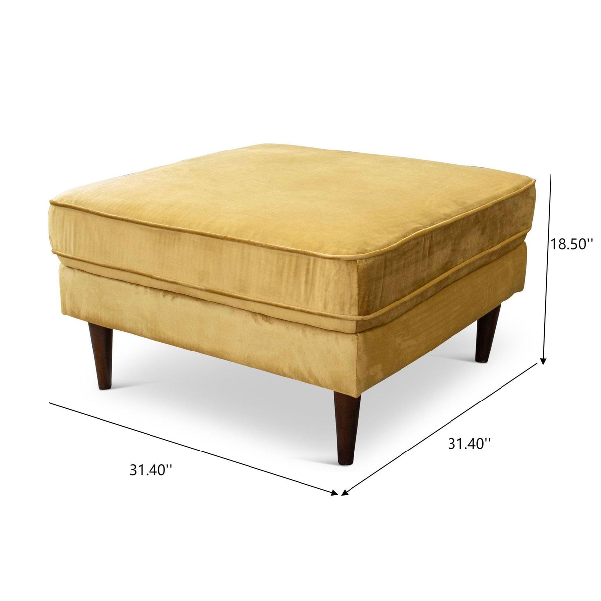 Amber - Square Upholstered Ottoman Linen