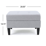 Storage Ottoman With Birch Wood Legs And Cushioned Top For Comfort