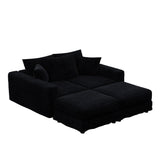 Deep Seat Convertible Sofa With Soft Pillows And Ottomans