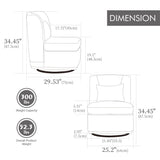 Wide Modern Chenille Cushioned Armless Metal Base 360° Swivel Chair With Pillow