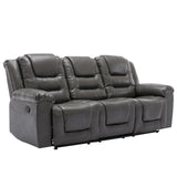 3 Seater Home Theater Recliner Manual Recliner Chair With Two Built-In Cup Holders For Living Room