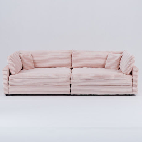 Elegant Corduroy Sofa With Throw Pillows And Backrests