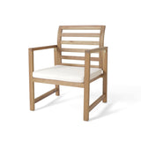 Outdoor Acacia Wood Club Chairs, 2 Pieces Set - Natural Stained / White