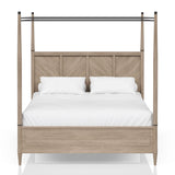 Queen Canopy Bedroom Set With A 2 Drawer Nightstand A Modern Dresser With Poster Mirror And A Door Chest - Sand