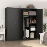 Large Capacity Wardrobe With Hanging Rod And Compartments