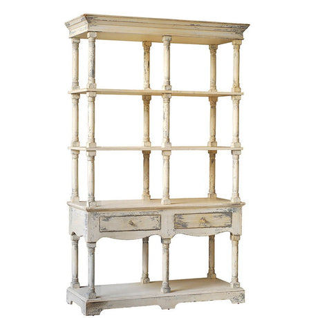 Adela - French Country Bookcase Display Storage Shelf Etageres - Antique White