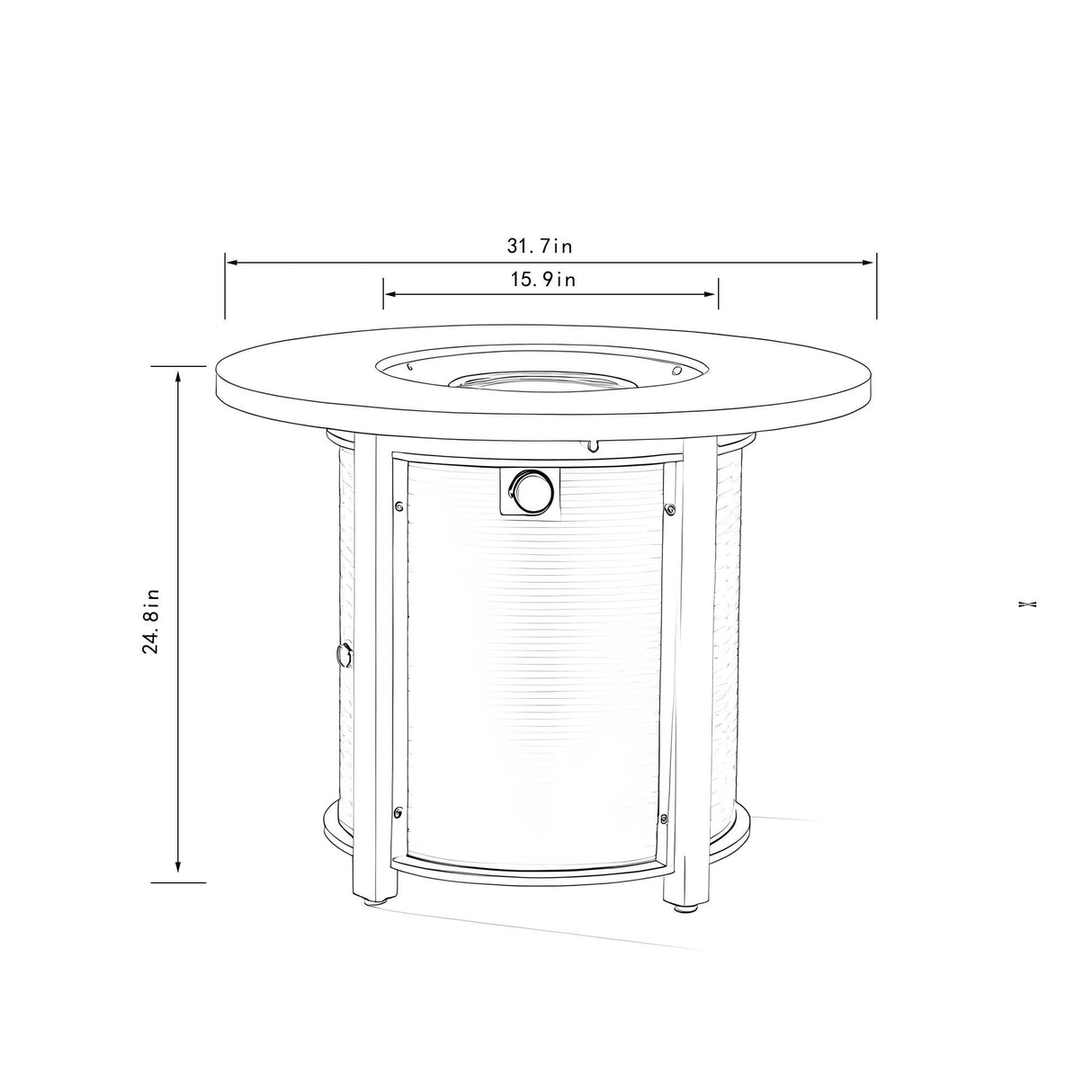 Propane Gas Fire Pit Table, 50000 Btu Round Steel Fire Pit