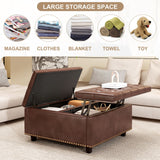 Large Square Storage Ottoman With 2 Storage Doors