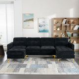 Modern L - Shape Convertible Sectional Sofa With Movable Ottoman