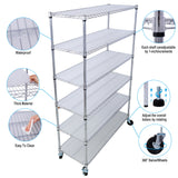 6 Tier 6000Lbs Capacity Nsf Metal Shelf Wire Shelving Unit, Heavy Duty Adjustable Storage Rack With Wheels & Shelf Liners For Commercial Grade Utility Steel Storage Rack