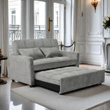 3 In 1 Convertible Sleeper Sofa Bed, Modern Velvet Fabric Futon Sofa Couch Pullout Bed, Adjustable Backrest With Three USB Ports, Two Side Pockets, Two Cup Holders And Swivel Phone Holder