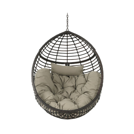 Hanging Basket Chair With Metal Frame And Seat Cushion