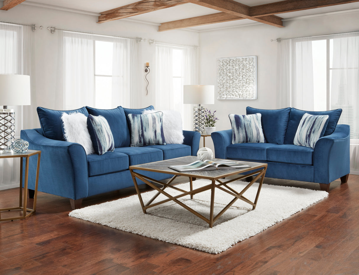 7700 Velour Navy Loveseat