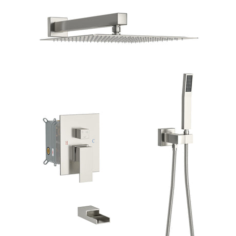 10" Wall Mounted Square Shower System With Rough In Valve