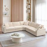 Convertible L Shaped Sectional Corner Couch With Armrest Storage Cup Holders USB Charger, Irregular Corner Oversized Comfy Modular Sofa