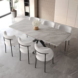Extendable Dining Table Set With Curved Backrest Upholstered Chairs