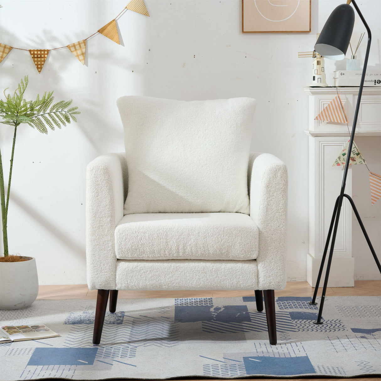 Modern Accent Upholstered Armchair With Pillow