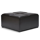 Avalon - Square Coffee Table Storage Ottoman - Tanners Brown