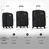 Softside Luggage Expandable 3 Piece Set Suitcase Upright Spinner Softshell Lightweight Luggage Travel Set
