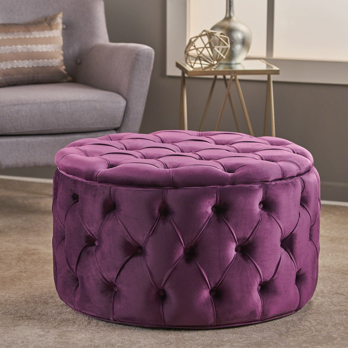 Modern Glam Ottoman Velvet