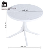 Modern Round Table, Waterproof, UV Resistant And Durable - White