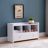 Shoe Entry Bench With Three Shelves, One Drawer With Divided Compartment