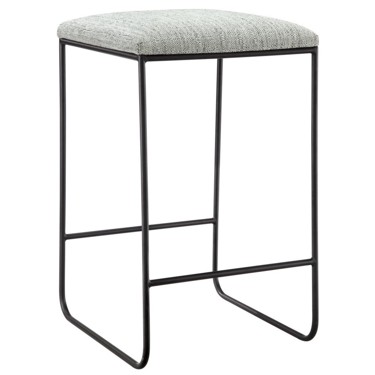 Counter Stool With Faux Linen Seat - Heathered Gray / Matte Black