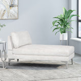 Fabric Upholstered Chaise Lounge With Iron Bracket Legs