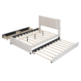 Upholstered Platform Bed With Drawers, Classic Headboard Design