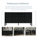 Stylish Storage Cabinet Sideboard With Unique Geometric Circle Door Design - Black