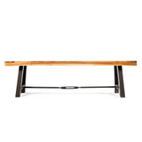 Outdoor Dining Bench, Patio Backless Bench - Teak / Black