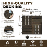 Acacia Wood Interlocking Deck Tiles Checker Pattern For Outdoor Flooring