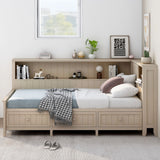 Daybed With Storage Shelves And 3 Drawers