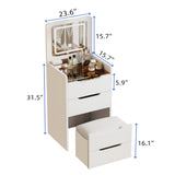 3 In 1 Vanity Desk With Flip Top Mirror, Compact Makeup Table With Glass Top And 3 Drawers