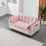 Modern Velvet Sofa, Sofa Pull-Out Bed, Small Love Seat Casual Sofa With Back, With Pillow, Pockets, Living Room Furniture, 3 In 1 Convertible Sleep Sofa Bed