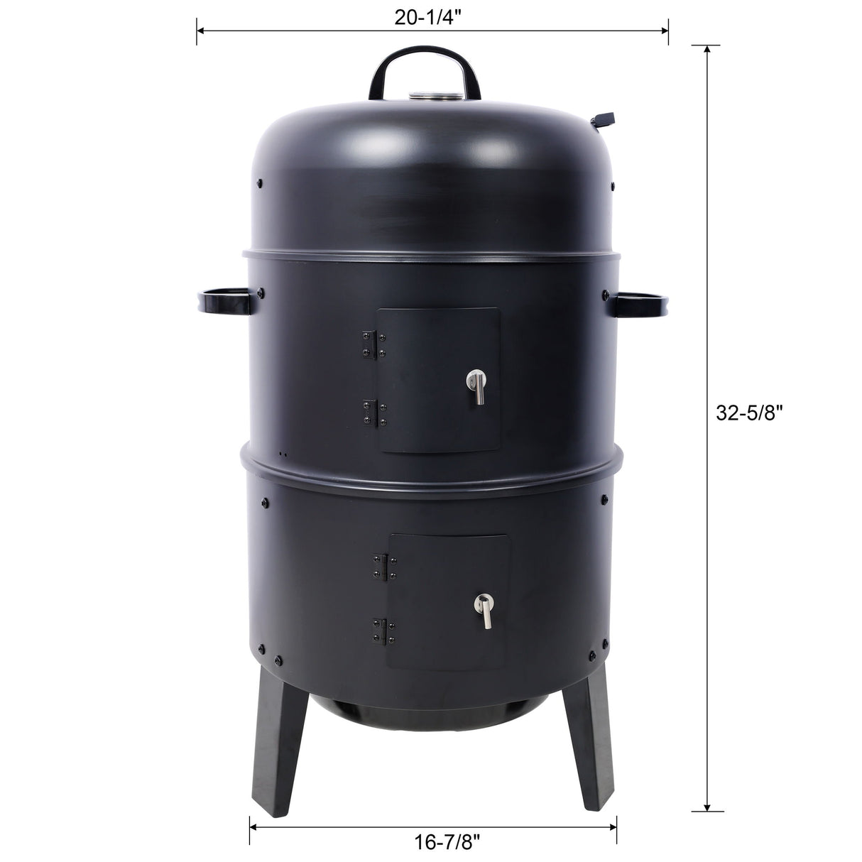 Portable Charcoal Smoker Grill For Outdoor Cooking - Black